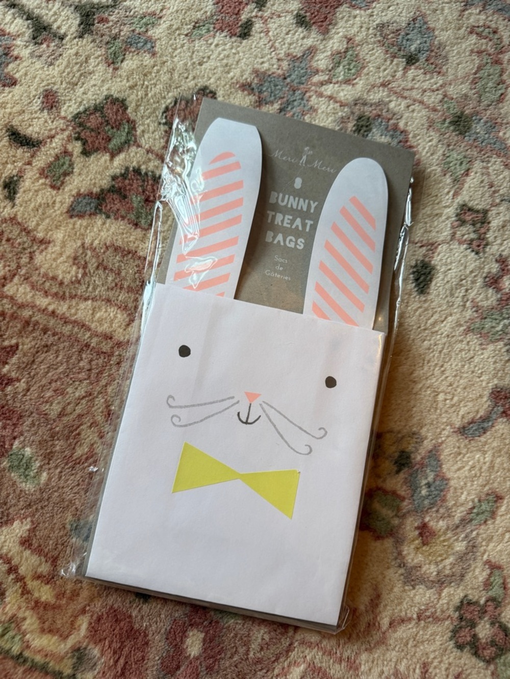 8 Meri Meri Bunny Treat Bags in White, Pink & Yellow